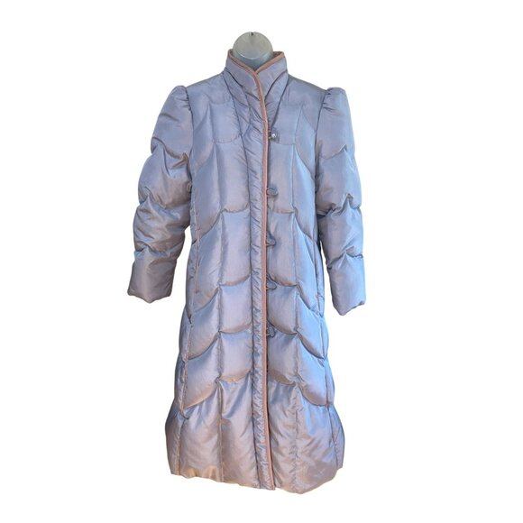 Vintage Sno Down Womens Quilted Full-Length Winter Coat W/ Button-Up Front & Hig - Picture 4 of 11